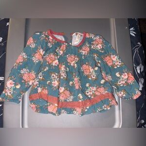 Matilda Jane Teal and Coral Floral Kids Blouse